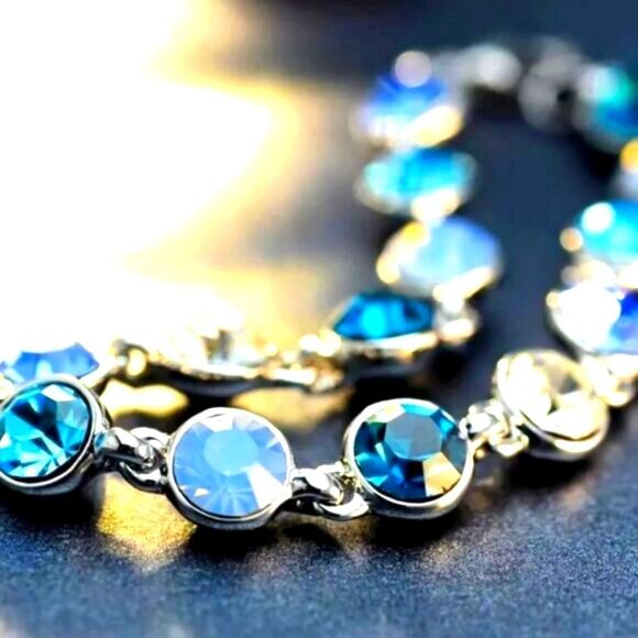 Multi Colored Topaz Tennis Bracelet on 925 Sterling Silver - Picture 2 of 4